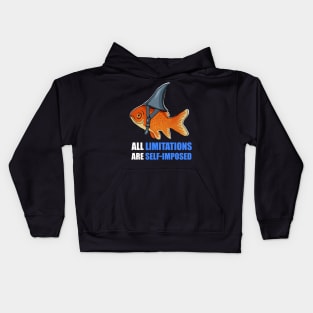 Motivational Quote, Goldfish Shark, Limitations Kids Hoodie